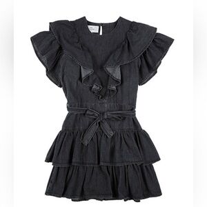 Les coyotes de Paris black ruffles Jean dress girls size 12